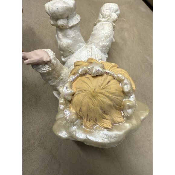 Vintage 5" Vintage Snow Angel.Hand Painted Ceramic Angel Cherub Glitter Figurine - Picture 5 of 12